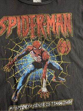 Marvel Spider-Man Black Logo Tag Tee with White Print